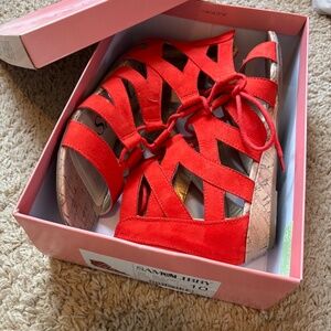 Lightly Used Size 10 Red Arianna Sam and Libby High Top Sandles